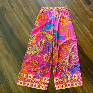 New Rachel Zoe wide leg Paisley pull on silky satin flowy pants